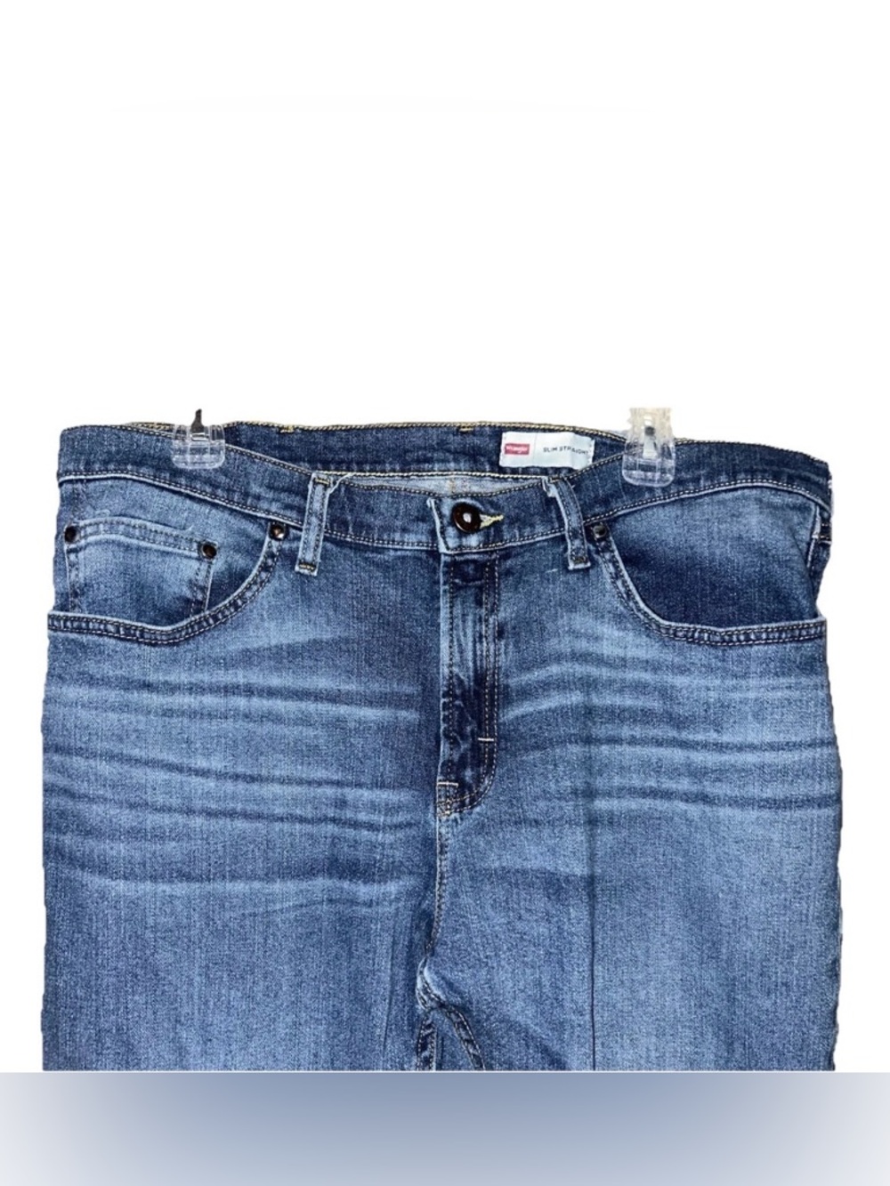 Men’s Wrangler Five Star Premium Slim Straight Blue Jeans Western Denim 36x30 - Picture 4 of 14